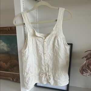 Rudy Jude crochet detail Cream Sleeveless Top tank XS